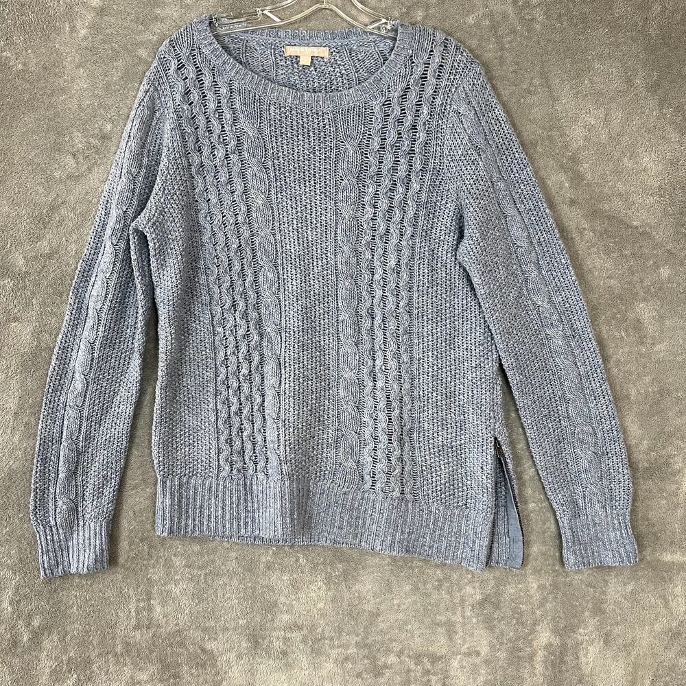 Banana Republic Sweater‎ Womens M Blue Cable Knit Wool Blend Classic